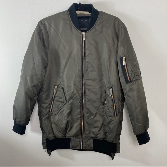 ZARA Khaki Oversized Bomber Jacket - Picture 5 of 13